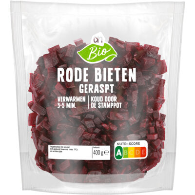 Bieten, Rood, Gekookt, Geraspt, per 2 pakjes a ca. 400g (totaal ca. 800g)