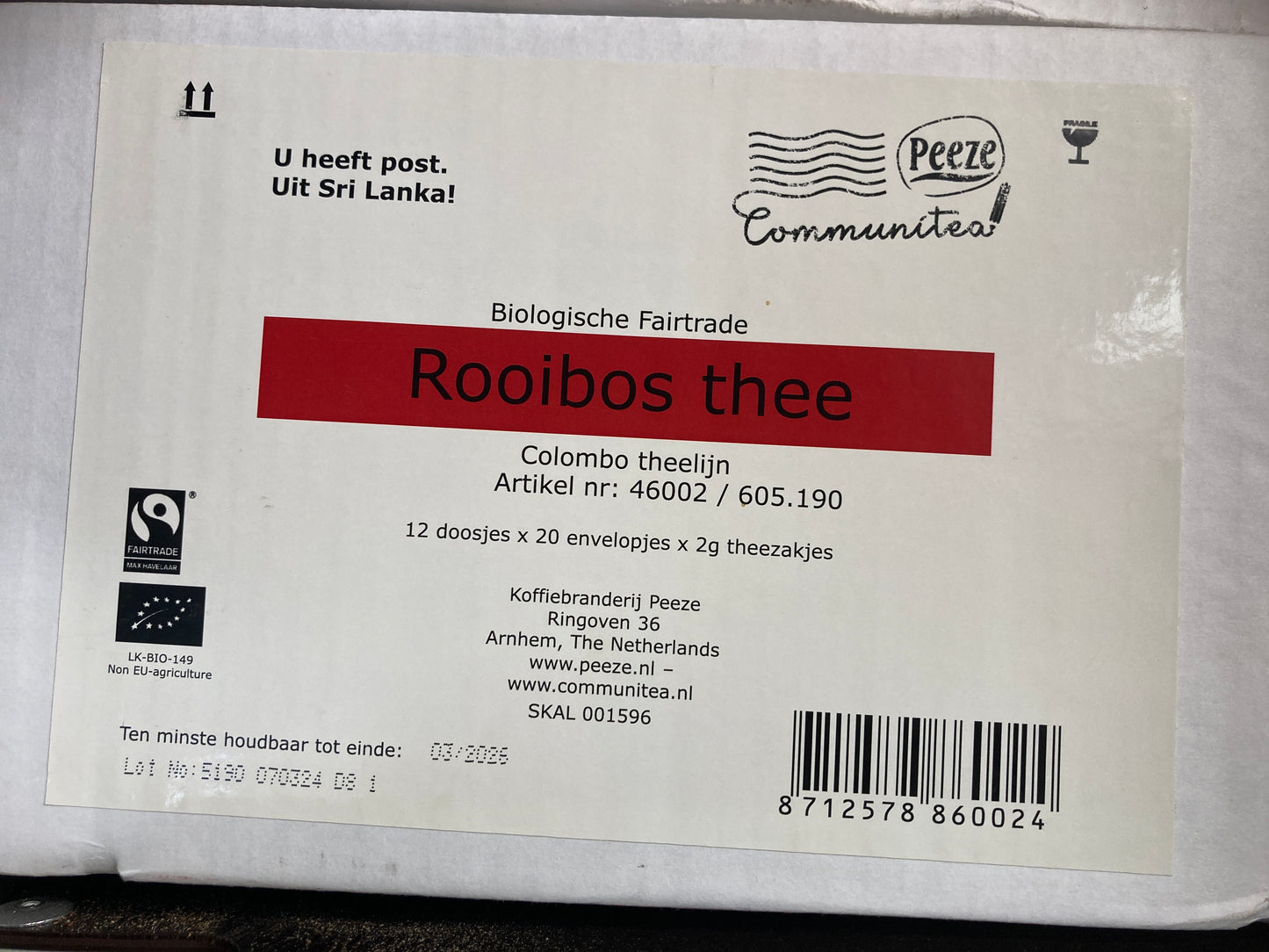 K46P01 rooibos thee (per doosje)