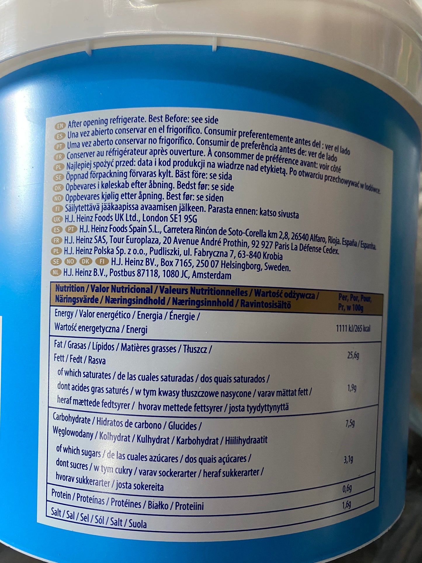Mayonaise, Vegetarisch, ca. 5 liter per emmer