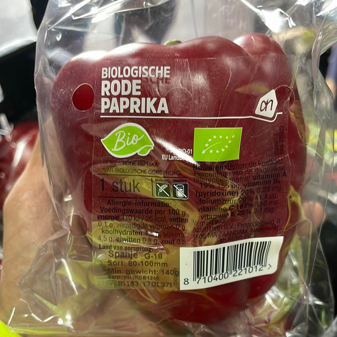 Paprika, Rood, ca. 200g per stuk