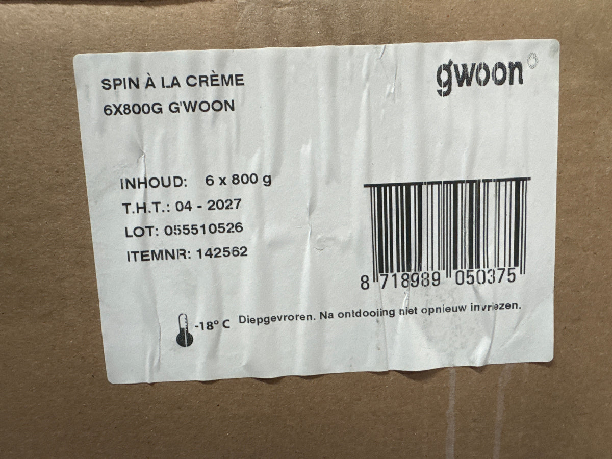 spinazie a la creme per doos dv tht 0427 6x800gram