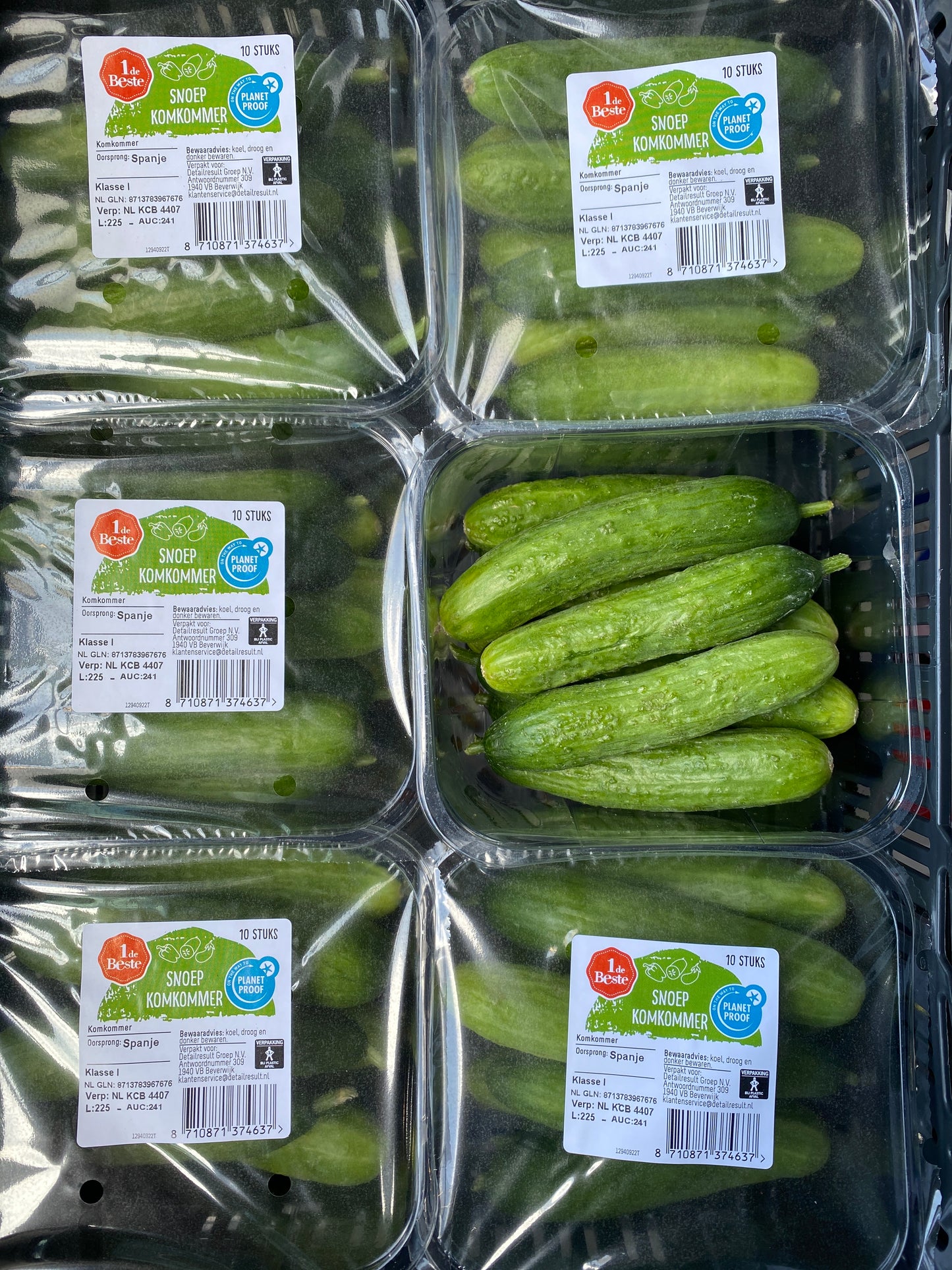 Komkommers, snoep, 10 stuks, ca. 230g per bakje