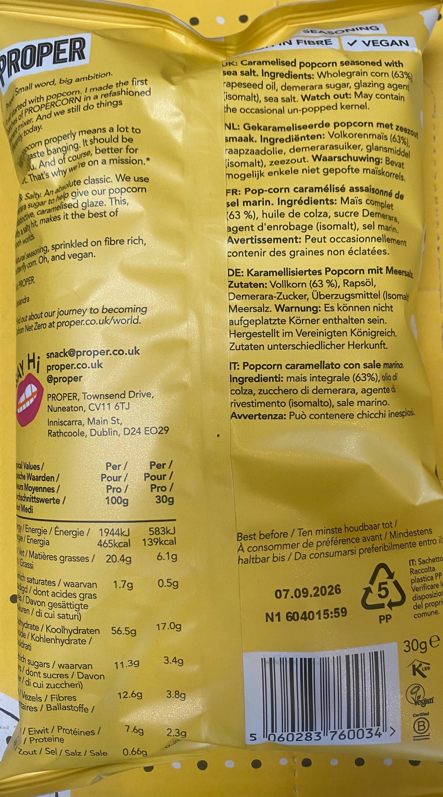 Popcorn, Zoet en Zout, Gekarameliseerd, per 3x ca. 30g (totaal ca. 90g)
