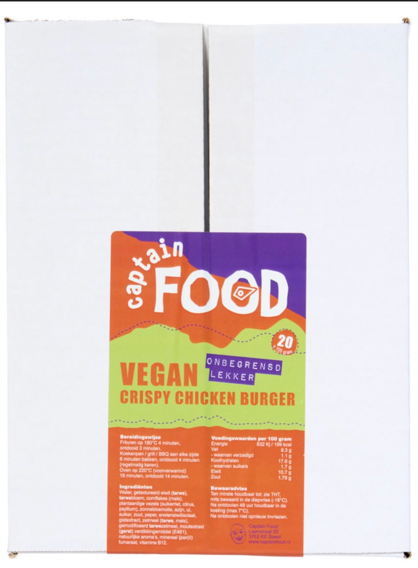 Vegan Crispy Chicken Burger 20stuks 100 gram diepvries