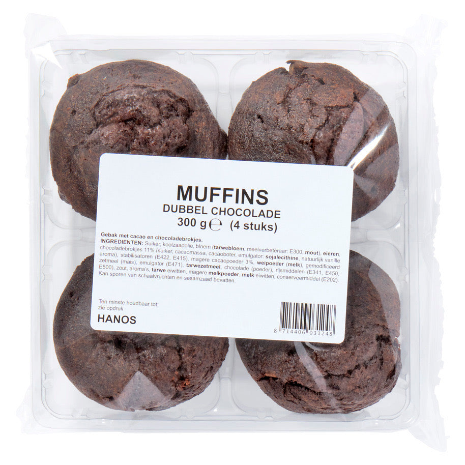 Muffin dubbel choco 75gr x 4 st per verpakking