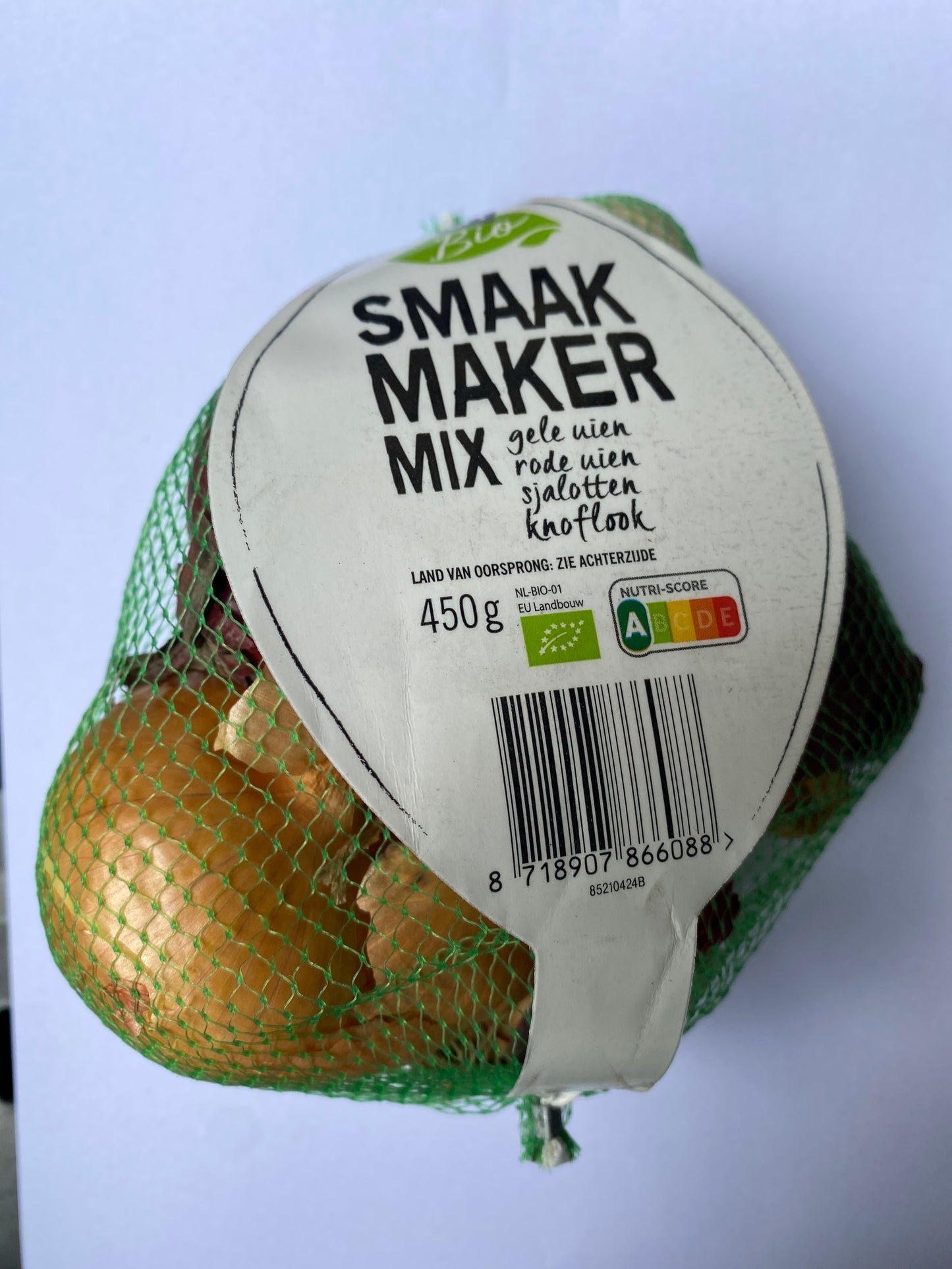 Smaakmaker Mix, uien geel, rood, sjalotten, knoflook, 450g per netje