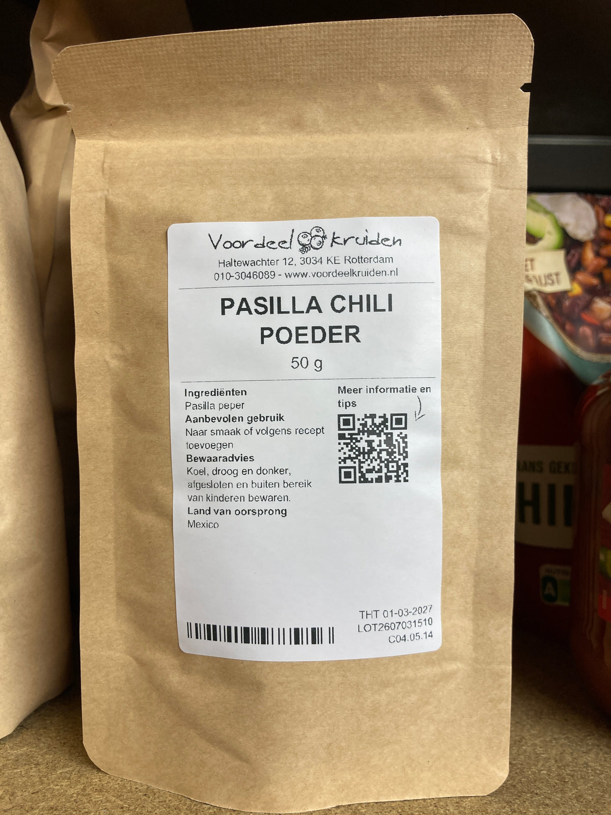 K34P02 Pasilla chili poeder (per 50g)