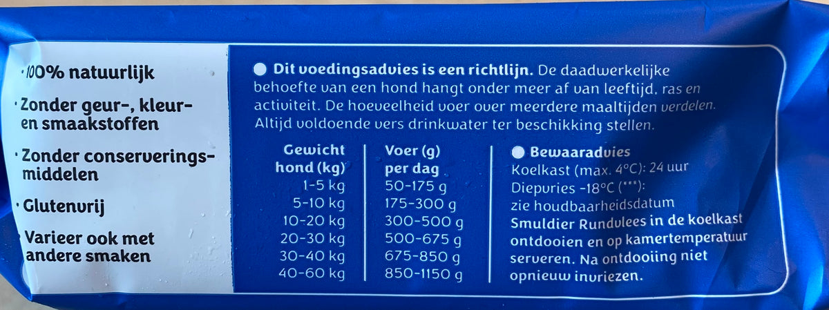 Dierenvoeding, Rundvlees, Diepvries, per 12 verpakkingen a 400g