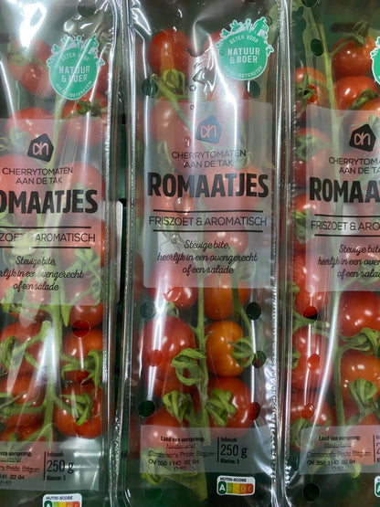 Tomaten,2 verpakking Tros, Minipruim, (Romaatjes)ca. 250g per verpakking