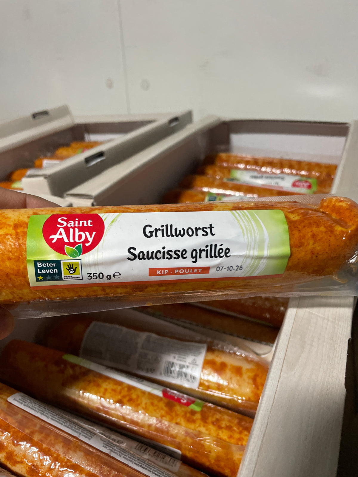 Grillworst / Saucisse grillée (350 gram), gemaakt van kip (poulet).