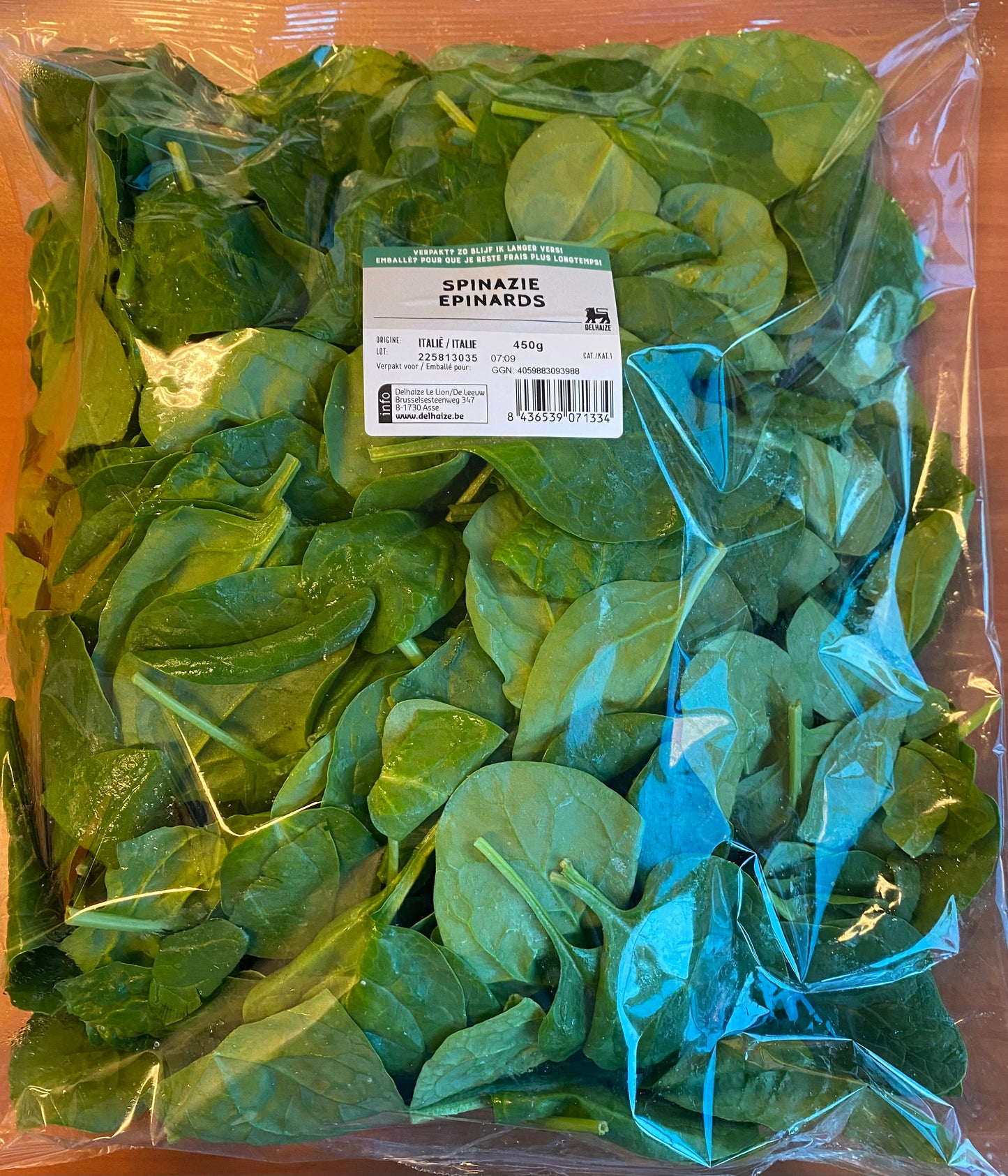 Spinazie, per 2x ca. 450g (totaal ca. 900g)