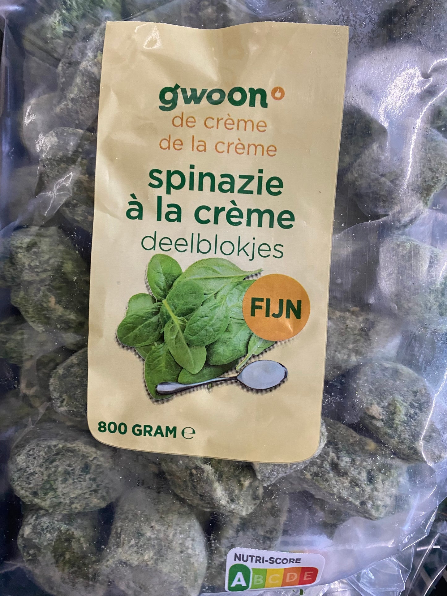 Groenten, Spinazie, a la Crème, Diepvries, per 2st a ca. 800g (totaal ca. 1.600g)