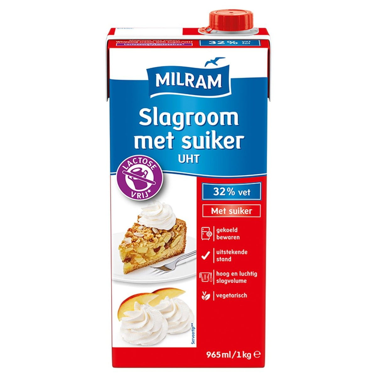 Slagroom met suiker lactosevrij 1kg