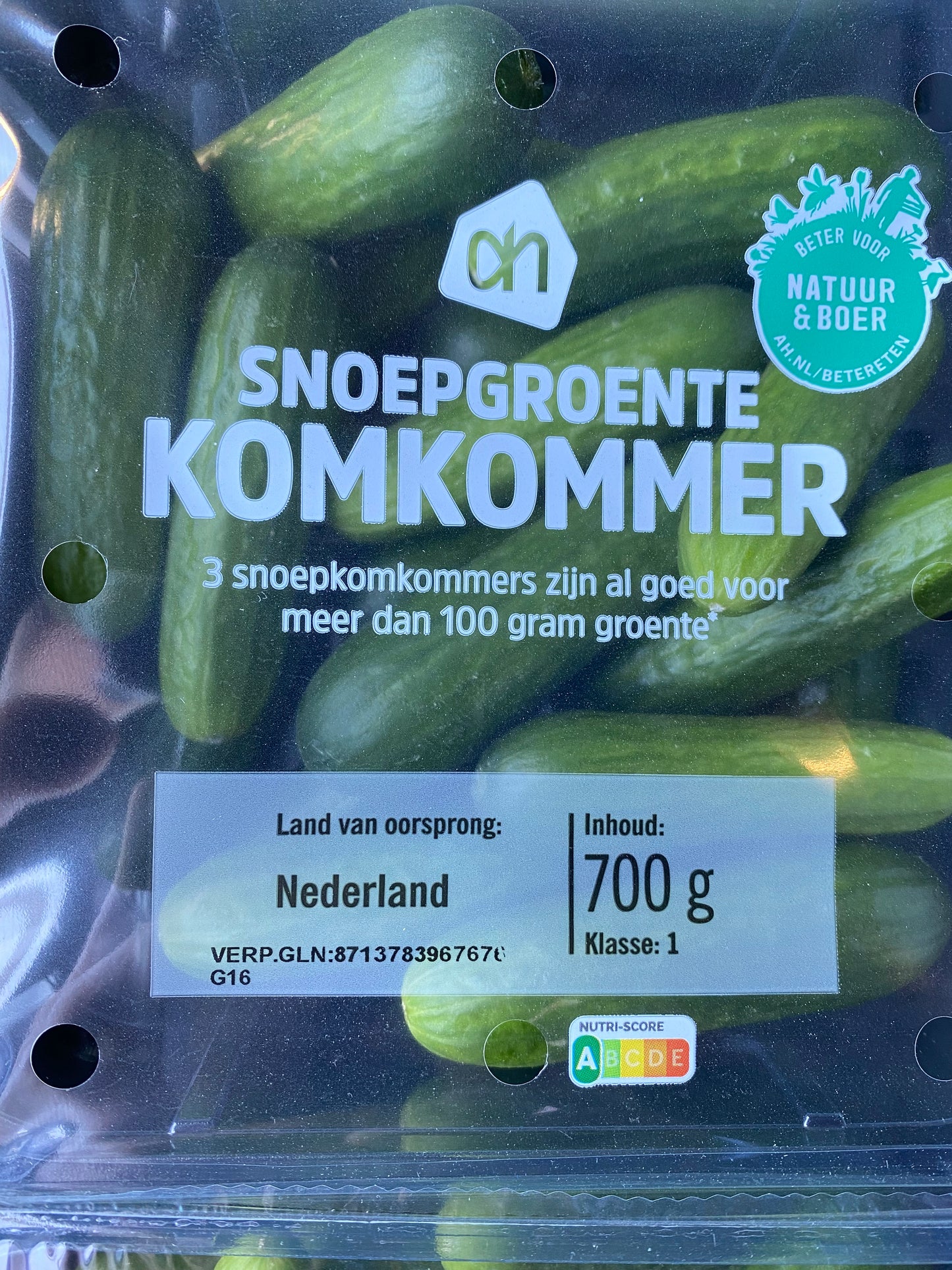 Komkommer, Snoepgroente, ca. 20st en ca. 700g per verpakking