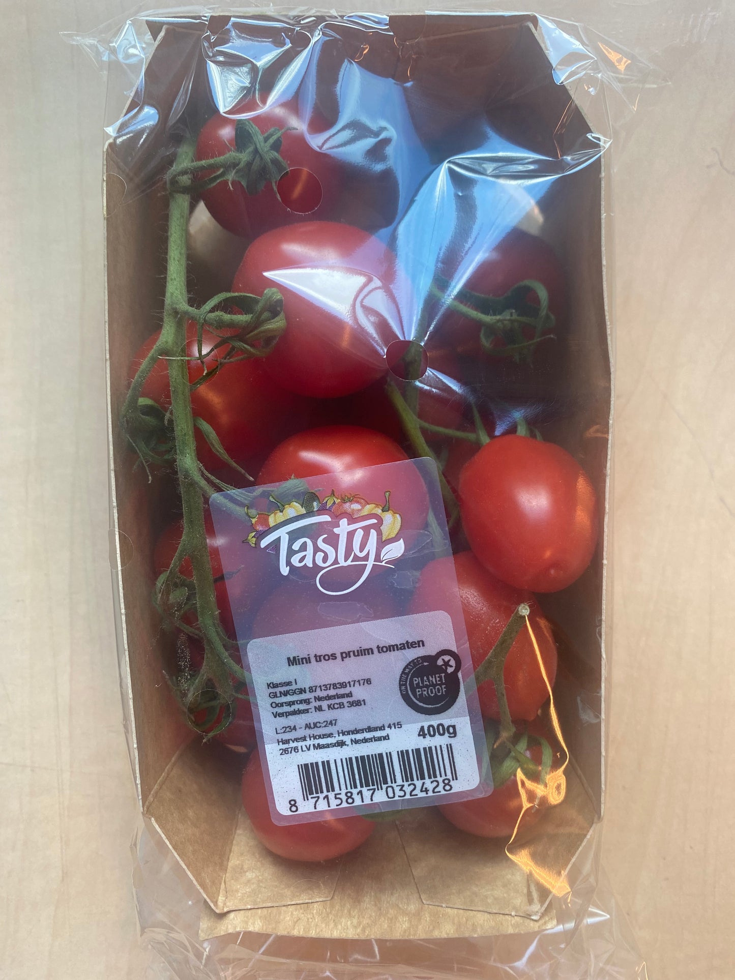 Tomaten, Tros, Minipruim, ca. 400g per verpakking