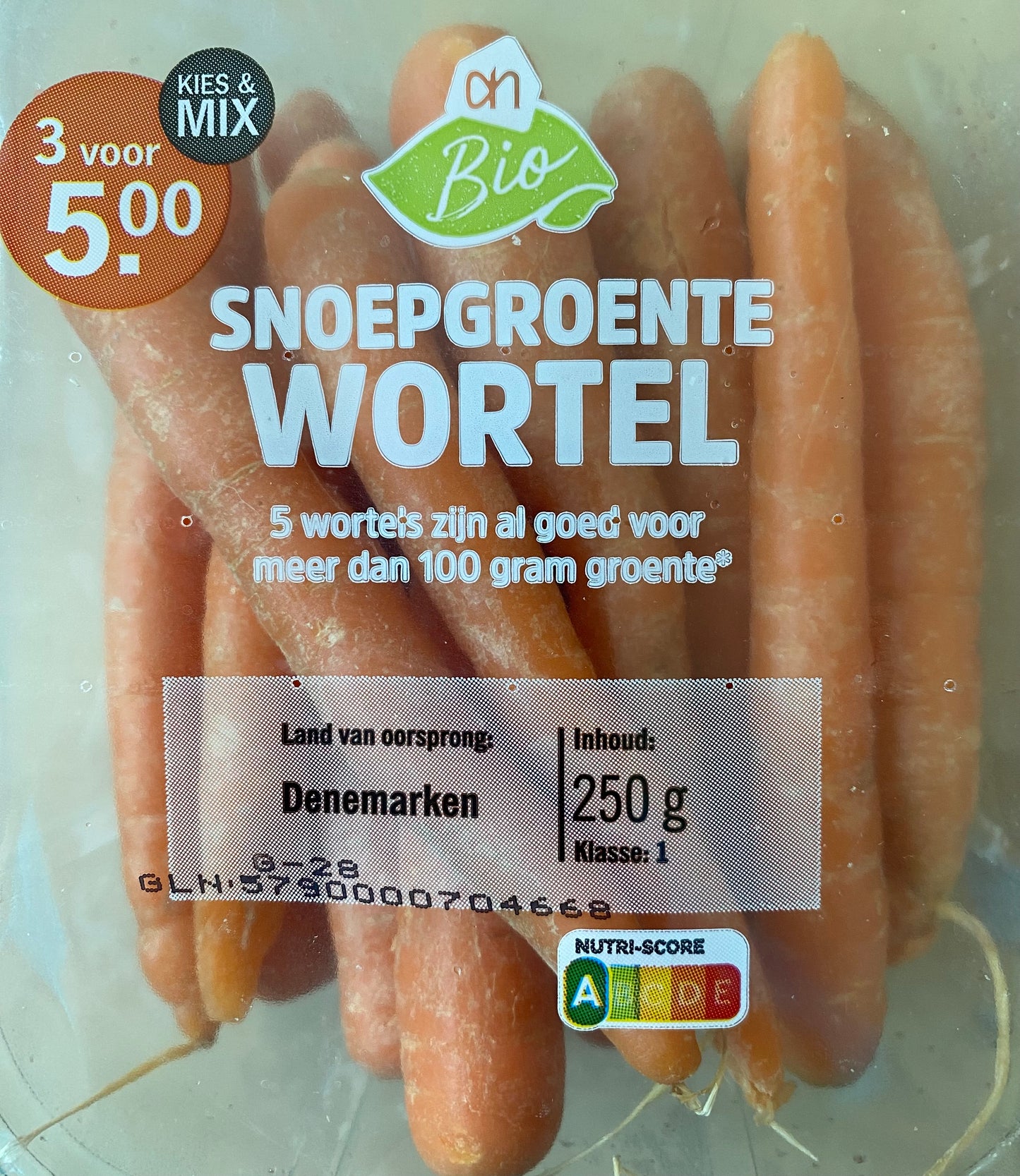 Snoepgroente, Wortelen, per 3 bakjes a ca. 250g (totaal ca. 750g)