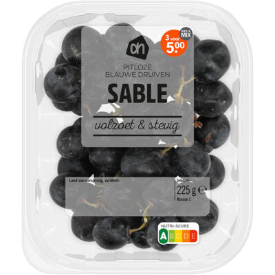 Druiven, Blauw, Sable, zonder pitjes, per 2 x ca. 225g (totaal ca. 450g)