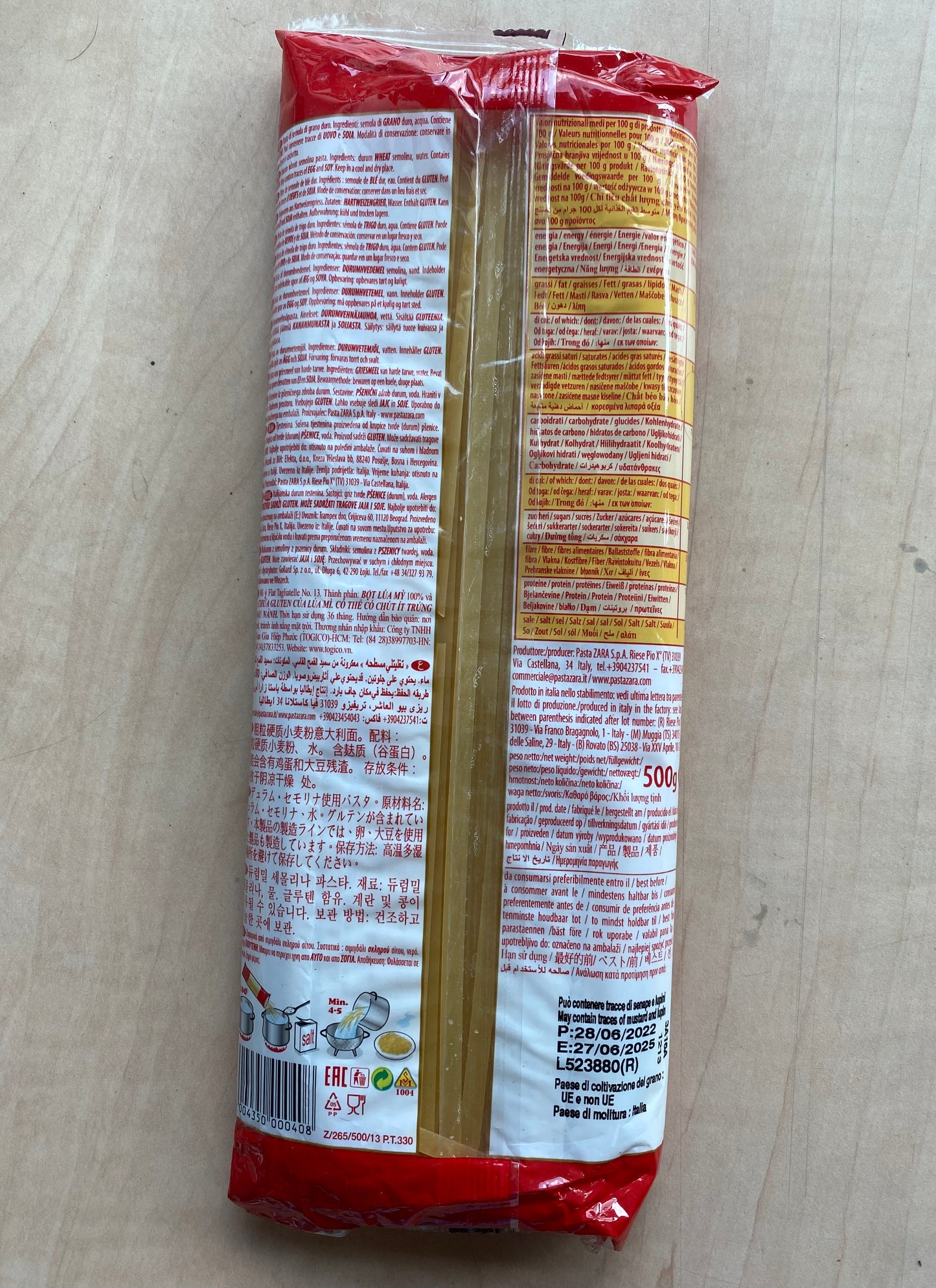 Pasta, Tagliatelle, ca. 500g per verpakking