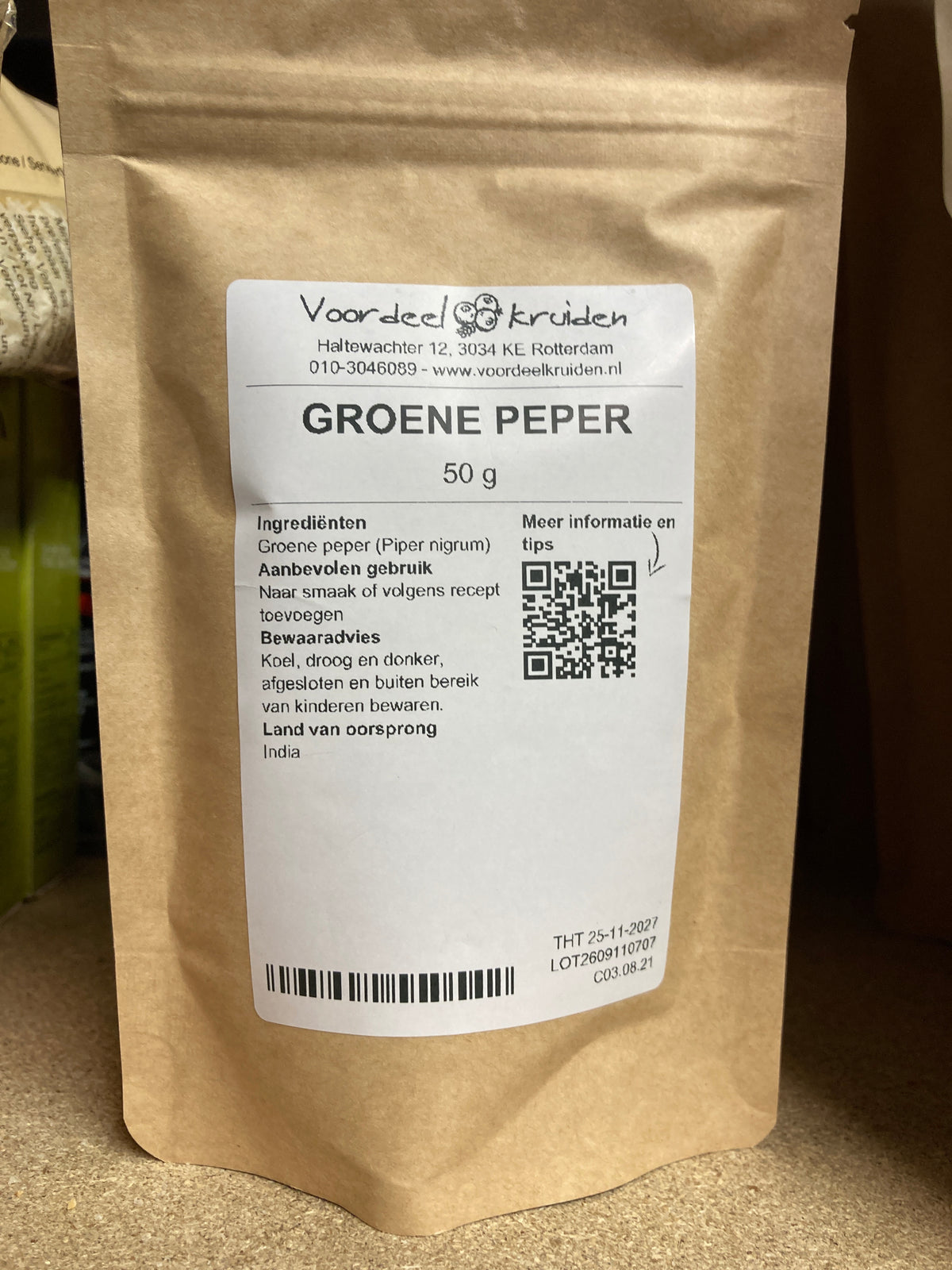 K34P03 groene peper (per 50g)