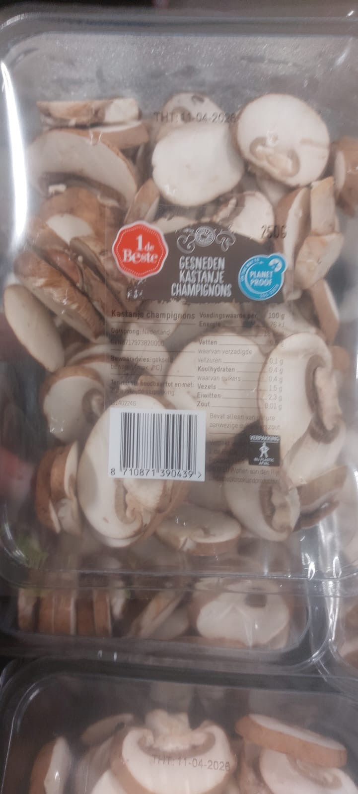 Champignons, gesneden, per 2 verpakkingen a ca. 250g, (totaal ca. 500g)