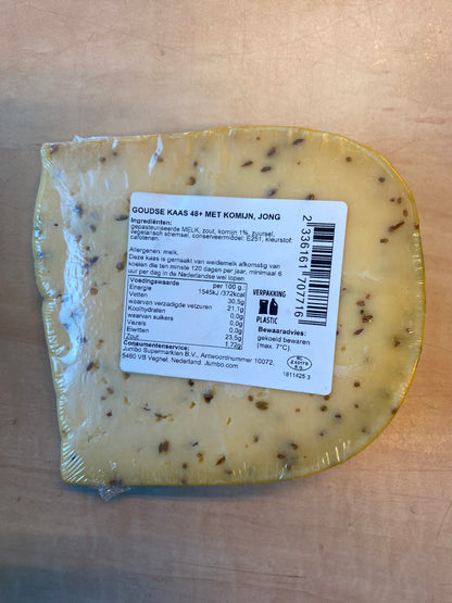 Kaas, Jong, 48+, met komijn, ca. 400g per verpakking